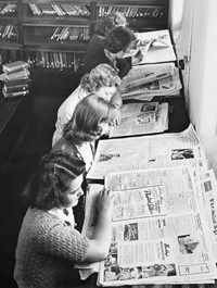 Newspapers black & white 1940s ladies library